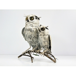 Sowy metalowe dekoracja 36 cm